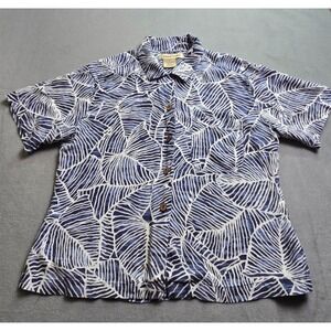 Bamboo Traders‎ Women's Aloha Hawaiian Blouse 100% Silk Short Sleeve Medium 8/10